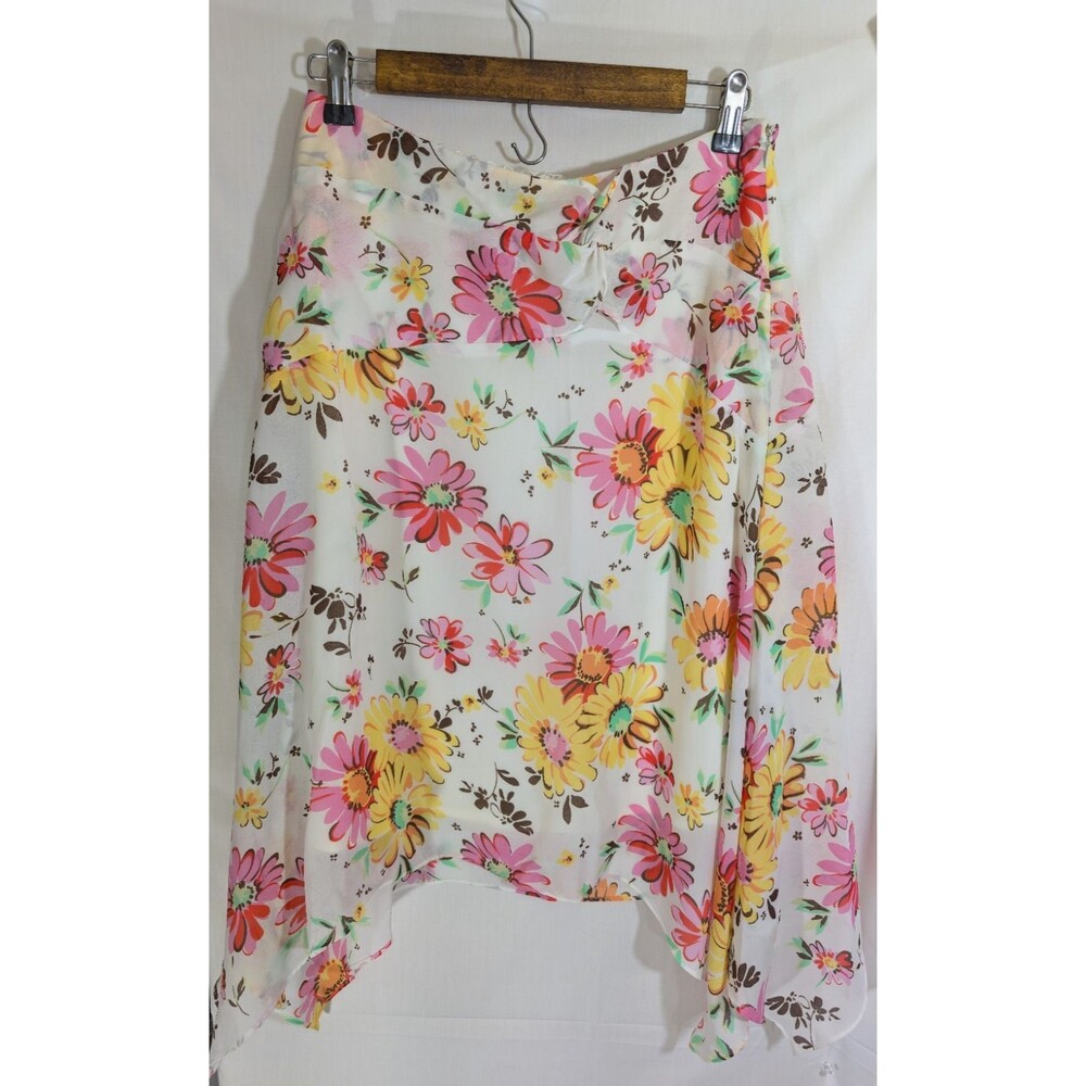 Pierre Cardian Skirt Lined Floral Print Knot Detail Womans Size 6